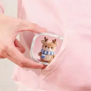 Blue White Striped Scarf Deer Printed Retainer Box, Portable Sealed Denture Storage Box, Student Portable Orthodontic Retainer Box, Waterproof Scratch Resistant Invisible Braces Storage Box