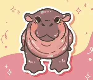 Cute Hippo Sticker, Hippo Sticker, Animal Decal, Cute Stationary, Hippo Decal, Cute Sticker
