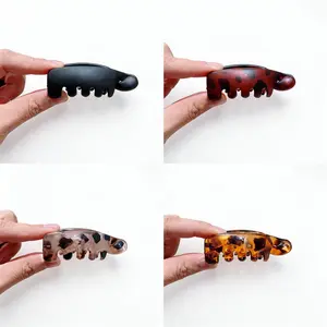 4 Anti-Slip Banana Hair Clips for Women - Retro Oval Leopard Print Hair Editions with Amber & Black, Secure Hold for Ponytails, Buns, Curly Hair - Stylish Hair Clips for Everyday & Special Occasions, Cute Hair Clips, Ponytail Holders