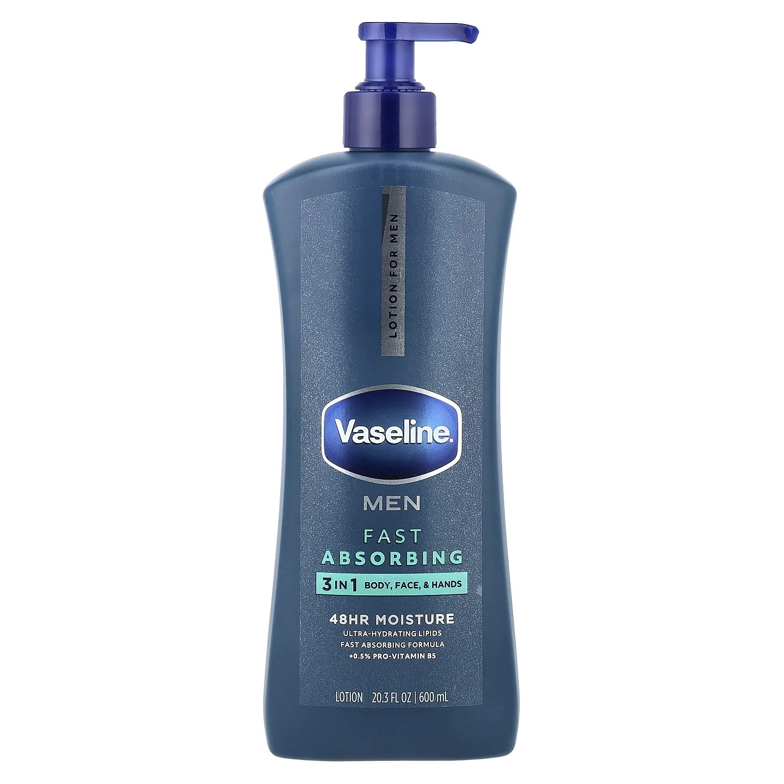 Vaseline Men, Fast Absorbing, 3-in-1 Body, Face, & Hand Lotion, 20.3 fl oz (600 ml) Vaseline Men, Fast Absorbing, 3-in-1 Body, Face, & Hand Lotion, 20.3 fl oz (600 ml)