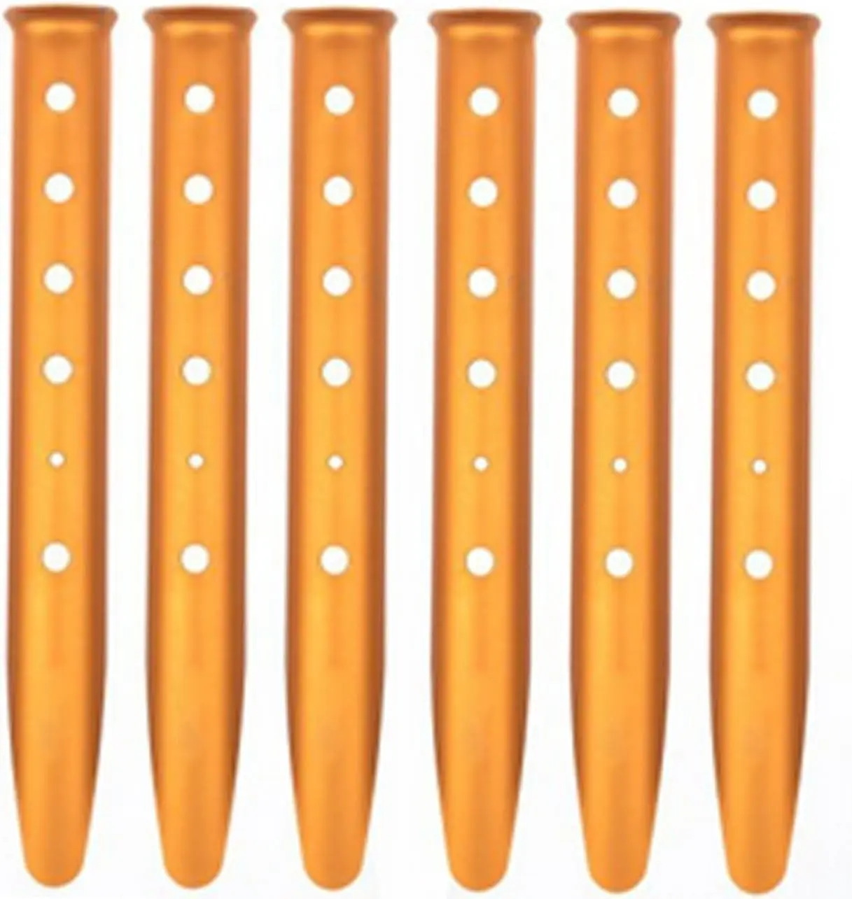 Portable Aluminum Tent Stakes - Camping, Snow, Sand Use - for Tents, Boating, Backpacking - Outdoor Accessories Pack of 6 (Orange)