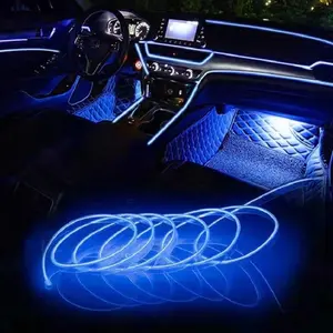 Car Interior LED Strip Lights, 118.11 Inch Flexible USB Auto Neon Light Strip, 5v Glowing Neon String Lights for Car Seat, Console, Door, Dash Decor, Car Interior Lighting