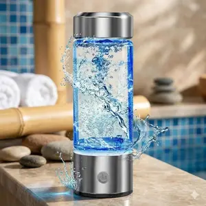 Portable Alkaline Water Ionizer: Rechargeable Hydrogen Water Bottle with Borosilicate Glass for Home, Travel & Office, Drinkware. Enjoy Healthy Antioxidant Water Anywhere with USB-C Charging.