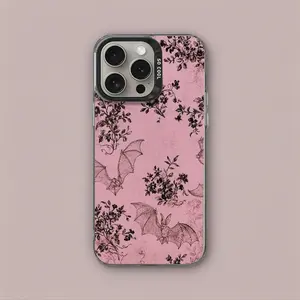 Bat & Floral Phone Case Vintage Gothic Style for iPhone 17 16 15 14 13 12 11 Plus Pro Max Unique Edgy Gift Dark Delicate Elements Alternative Fashion Accessory