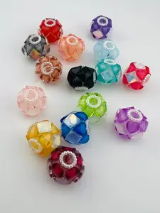 F15-Solid Colored Handcrafted Glass Dimond Beads 2 Pack