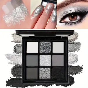 9-Color Dreamy Smoky Eyeshadow Palette: features smoky black tones, matte and shimmer finishes, long-lasting wear, and a rock-punk style. Perfect for stage and party looks, this palette offers high pigmentation and long-lasting, fade-resistant color