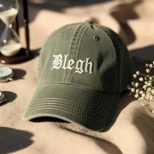 Blegh Embroidered Washed Hat - Blegh Minimalist Embroidered Cap Merch - Funny Nature Lover Gift -Casual Wear Washable Material Versatile for Everyday Use -  Gifts