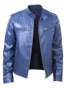 Men's Leather Jacket Plain Spring & Fall Casual Vintage Motorcycle Outdoors Fitted Short Coat, Men's Fashion Outerwear