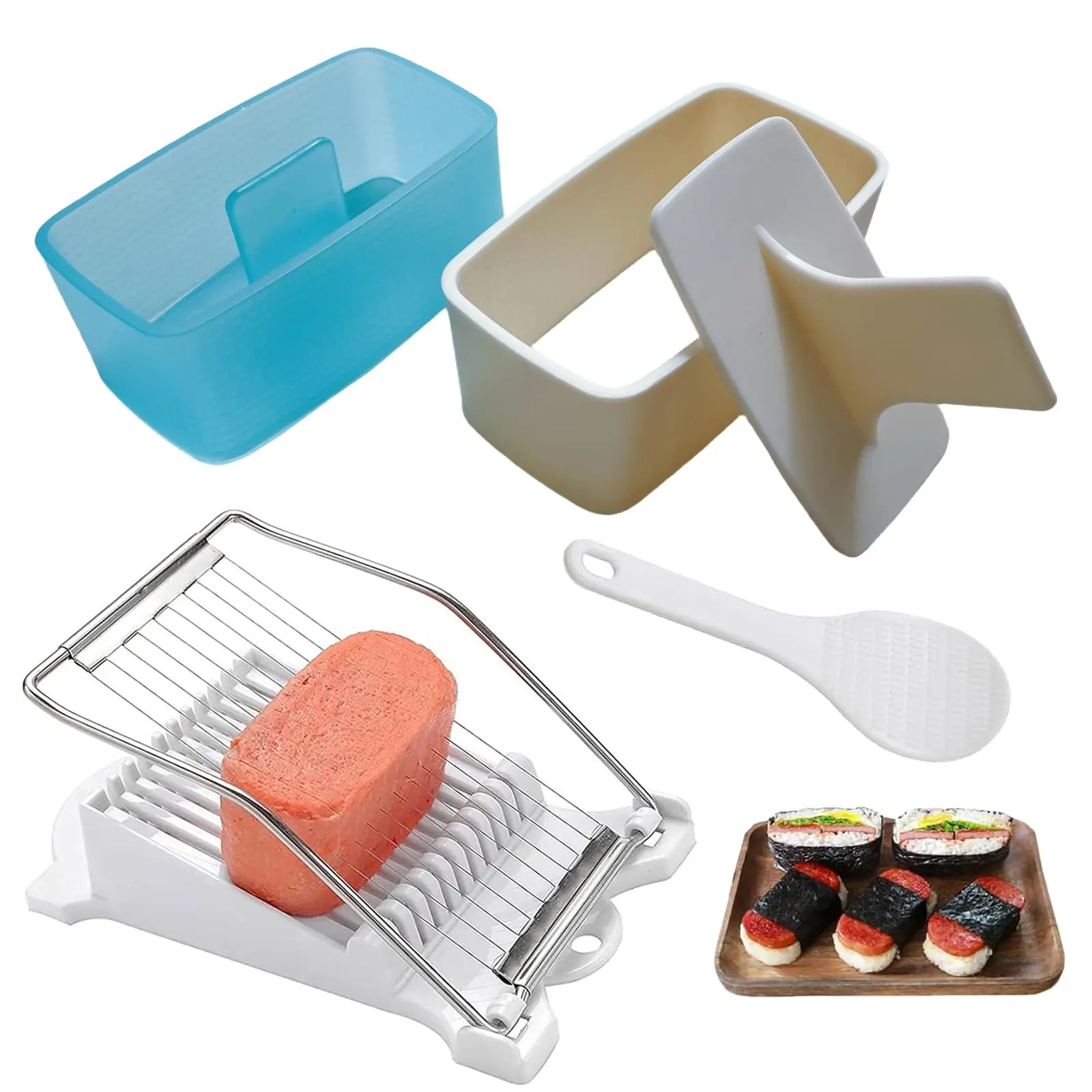 Spam Musubi Mold  4 Maker Kit Slicer Press Sushi Rice Onigiri Set Egg For Luncheon Meat Hot Dog Cheese Strawberry Lunch Bento