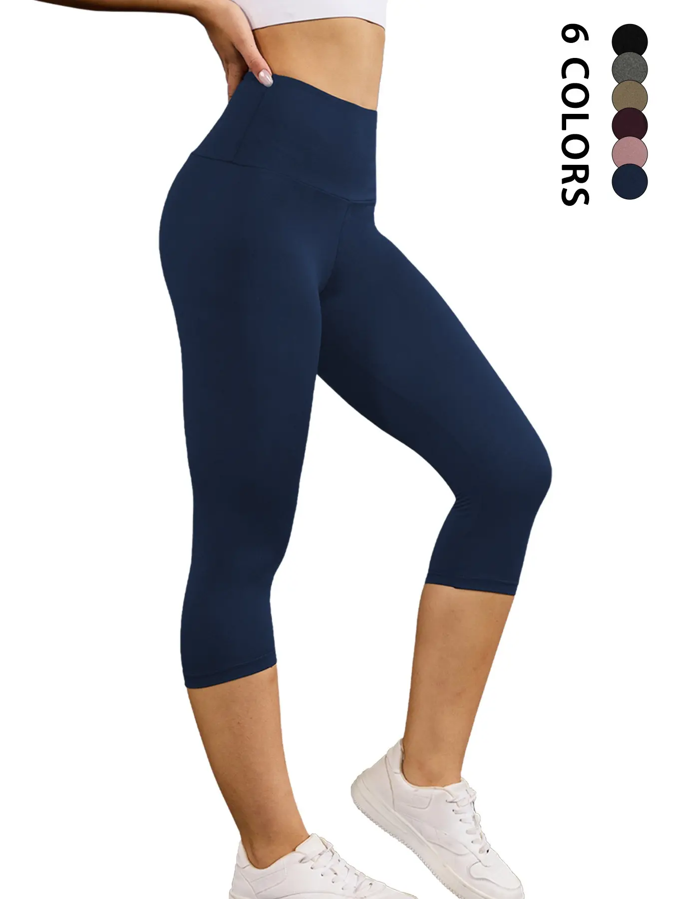 High Waist Capri Pants for Women, Soft Tummy Control No-See-Through Design, Solid Color Leggings, Shaping Leggings, Ideal for Workouts & Yoga, High Waisted Leggings, Perfect Summer Wear, Women Workout Clothes