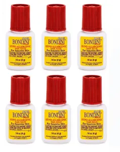 Bondini 6 Pack Hypo-Allergenic Nail Glue .14oz for Sensitive Skin Professional Strength Adhesion Fast Drying Salon Quality Results
