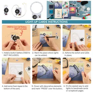 Bundle Deals Multi-use Halo Lights Without Battery To Make Light Elements On Craft Project; Self-Adhesive Light-Up Units with Warm White Leds Easy Lights for Making Light-Up Cards Craft Supplies
