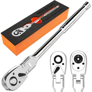 1/4" Drive Flex Head Ratchet 72-Tooth, Wrench Quick Release Reversible, Swivel Head Ratchet, Alloy Made, EVA Organizer