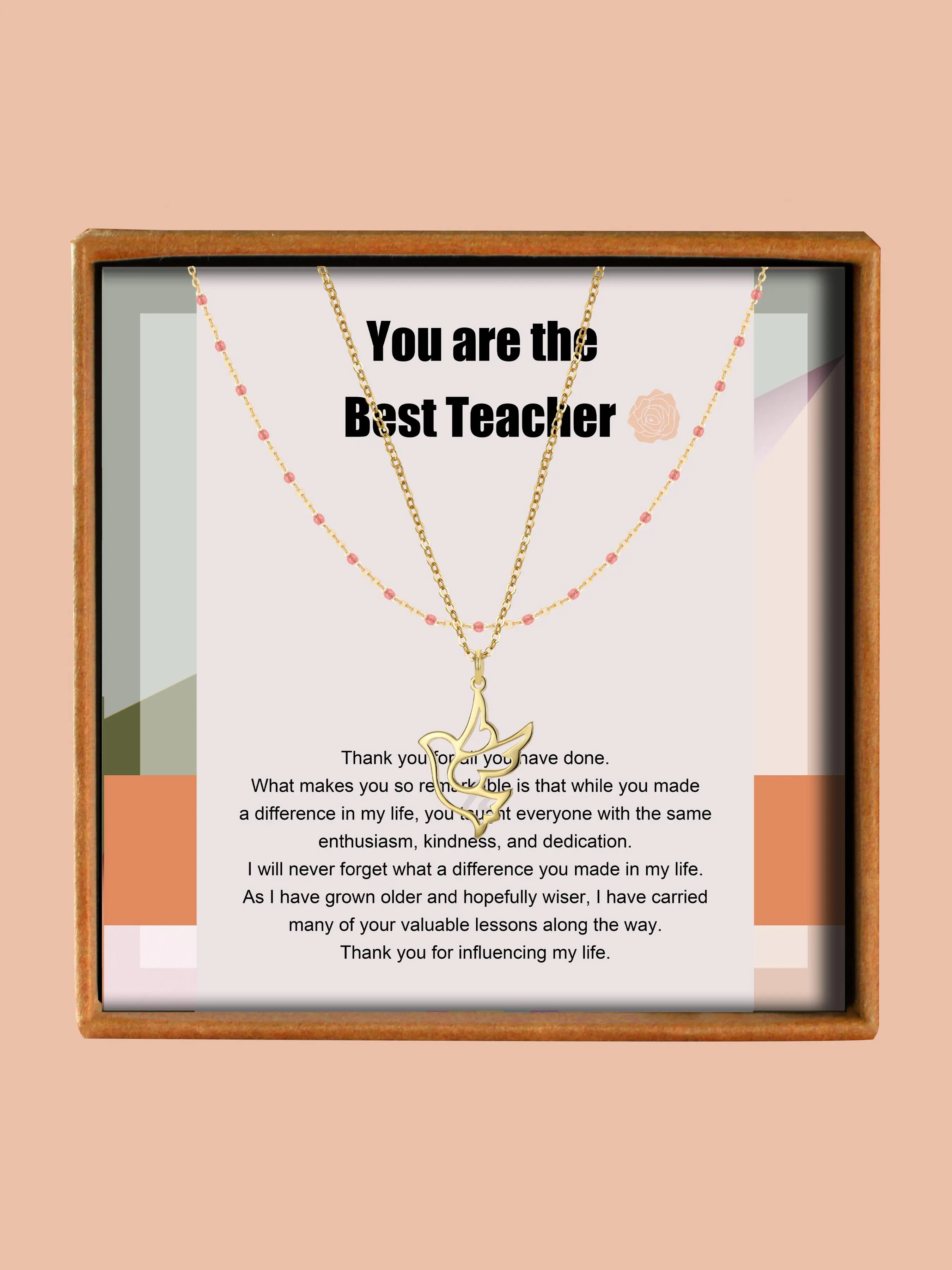 Teacher's Day Gift, Necklace with Box & Greeting Card, Elegant Dove Design Pendant Necklace for Women for Gift, Fashion All-match Accessories for Daily Wear
