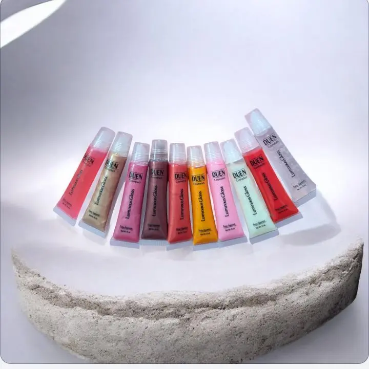 DUEN Cosmetics Luminous Lip Gloss Squeeze Tube - Easy-Squeeze Formula for Vibrant Lip Shine - Available in Pink, clear, Red, and bronze