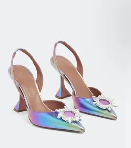 Amina Muaddi Leather Begum Heels Size 37