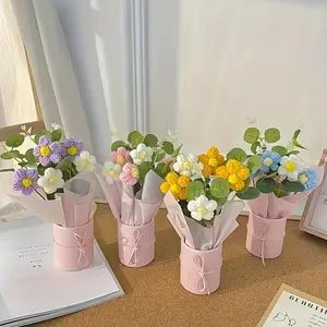 Handcrafted Crochet Flower Bouquet with Gift Box | Vibrant Colorful Flowers for Birthdays, Anniversaries & Special Occasions | Unique Handmade Decor Gift Set for Loved Ones