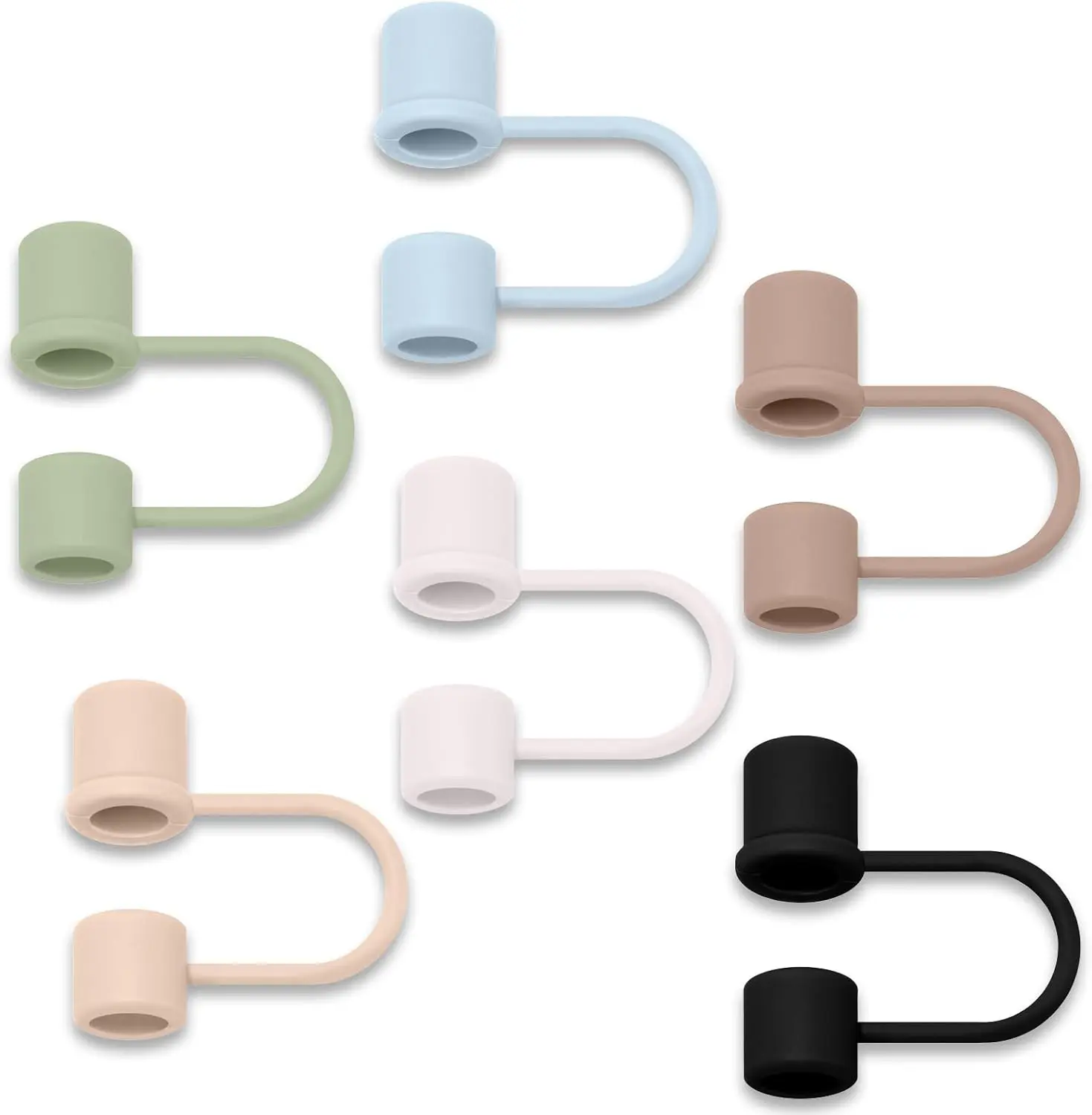 Summer Gift 6PCS Silicone Straw Covers Caps Compatible with 30&40 Oz Accessories Simple Straw Toppers Reusable Caps for Cup 10mm 0.4in Straws