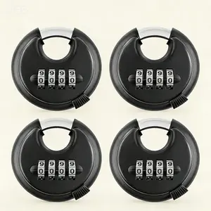 Reusable Combination Padlock Set with 3/8 Inch Hardened Steel Shackle, Keyless Heavy Duty Weather Resistant Disc Lock for Gate Fence Storage Shed, Wide Body Zinc Alloy, Rekeyable Combo Lock (4 Pack)