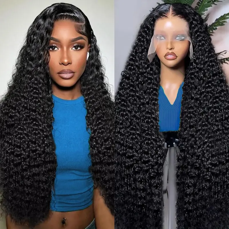 [30 inch only $109] Zlzlblbl 13x6 Deep Wave Lace Front Wigs Human Hair HD Full Lace Frontal Wigs Pre Plucked  with Baby Hair Deep Wave  Human Hair Wig for Women Natural Black Color
