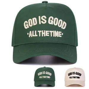 Unisex GOD IS GOOD Letter Embroidered Five-panel Hat Adjustable Baseball Cap Breathable Sun Protection Outdoor Hat