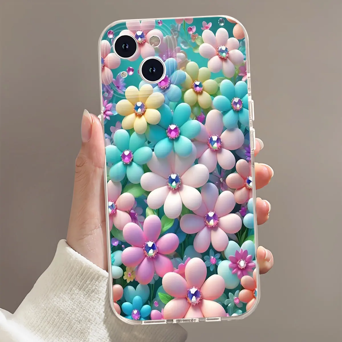 B399 Color Flower Crystal Diamond Shengjing Phone Cases for IPhone 16/15/14/13/12/11/Plus/Pro/Pro Max series