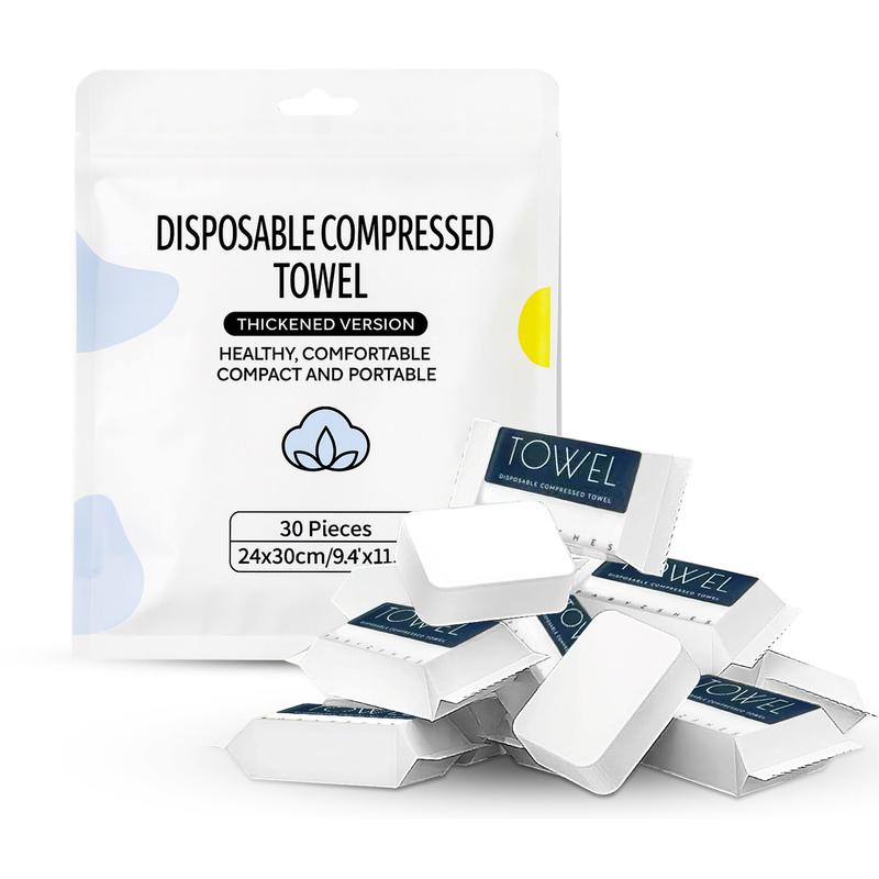 Disposable Compressed Towels Pack of 30 Soft Thick Hygienic for Cleansing Makeup Removal Travel Hotel Stays Daily Use Portable Cotton Towel