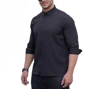ComfortFlex Men's Big & Tall Stretch Shirt Wrinkle-Resistant Oversized Casual Dress Shirt Breathable Anti-Static Sizes 0XL-9XL Soft Smooth Collar Long Sleeve Menswear regular fit casual shirt Men's Long Sleeve Western Shirt camisas  para  hombre
