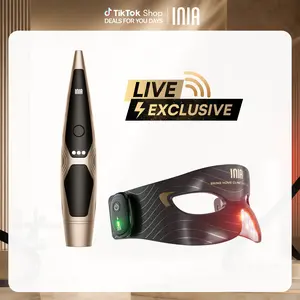 【LIVE EXCLUSIVE】INIA Lumin & Red Light Therapy Eye Mask Bundle | 4-in-1 EMS Wand + 96-LED Cryo Cooling Mask. FDA-Cleared Eye Spa Kit for Anti-Aging, Wrinkles, Dark Circles & Puffiness.