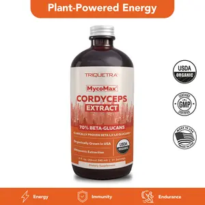 Triquetra Health Organic Cordyceps Mushroom Extract 70% Beta Glucans + Cordyceps Tincture 8 oz - Supports Performance, Immunity & Energy