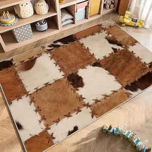 Rectangular Patchwork Design Area Rug, 1 Count Non-slip Soft Floor Mat, Decorative Carpet for Home Living Room Bedroom Hotel