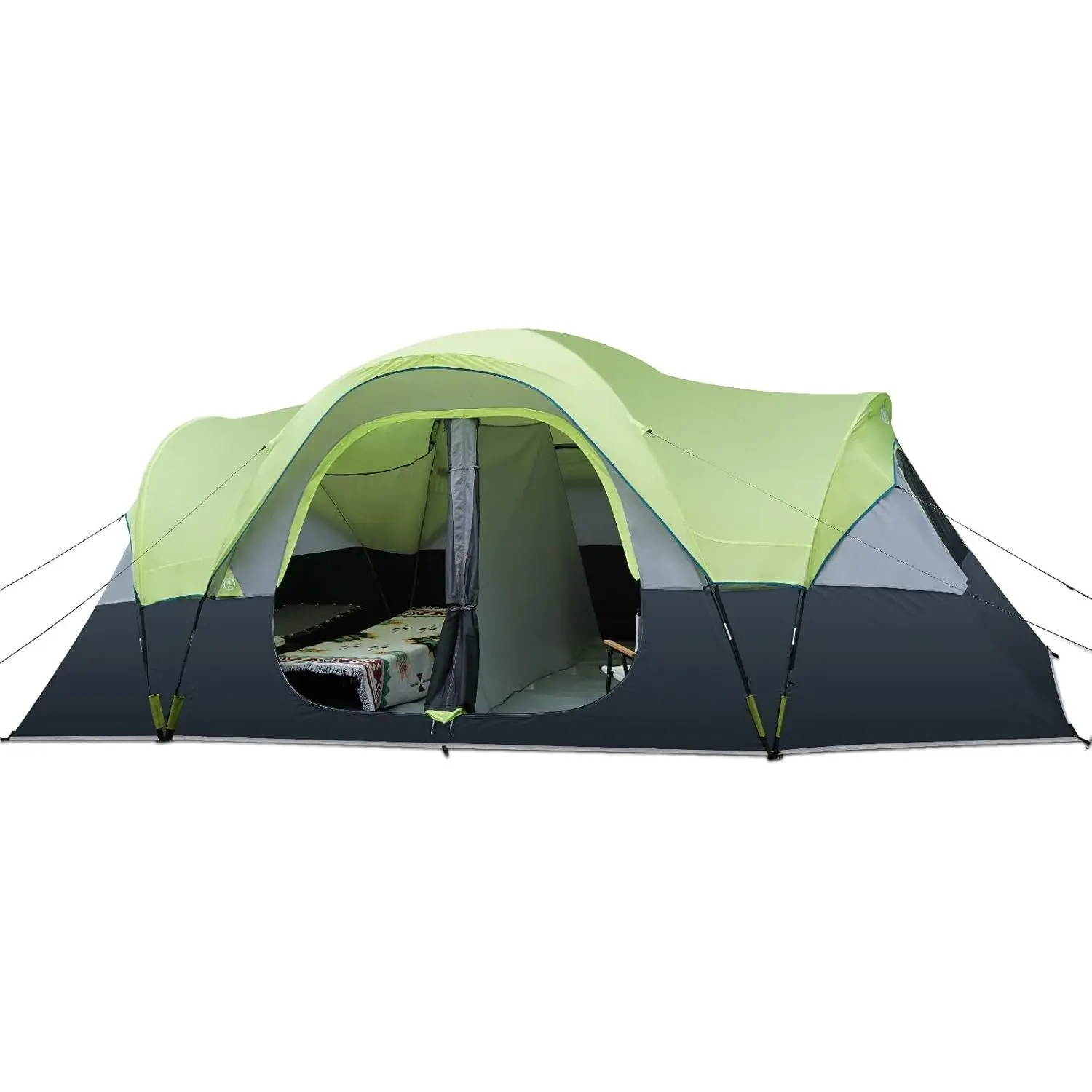 Camping Tent 10-Person-Family Tents, Parties, Music Festival Tent, Big, Easy Up, 5 Large Mesh Windows, Double Layer, 2 Room, Waterproof, Weather Resistant, 18ft x 9ft x78in