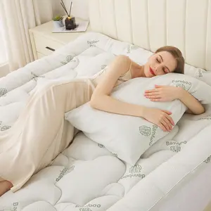 OBOEY Bamboo mattress topper cloud shape mattress cover with 1 pillowcase and 1 eye-mask, 1000GSM, featuring a side pocket design, waterproof mattress pad, extra thick cooling and breathable,fits 8-21” deep mattresses