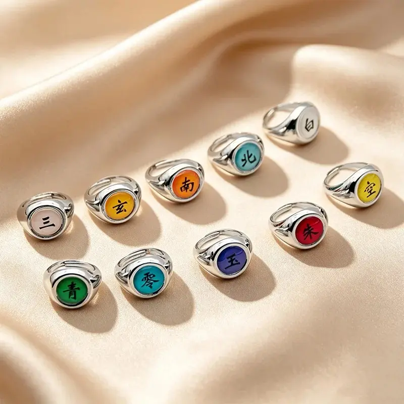 Hot Anime Ring Cosplay Akatsuki Itachi Pain Metal Finger Adult Ninja Props Accessories Cool  Jewelry Gift Adjustable Size