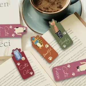 Set of 4 Cat Magnetic Bookmark | Adorable Cat Pattern Page Markers | Magnetic Clip Bookmarks for Students, Readers & Cat Lovers