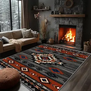 Geometric Boho Area Rugs Native American Rug Aztec Southwestern ,Washable & Non Slip & Soft Large, Native American Home Decor