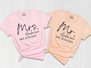 Personalized Mr. And Mrs. Shirt,Custom Wifey Hubby Shirts,Just Married Shirt,Wedding Anniversary Gift,Matching Couples Shirt,Honeymoon Gift