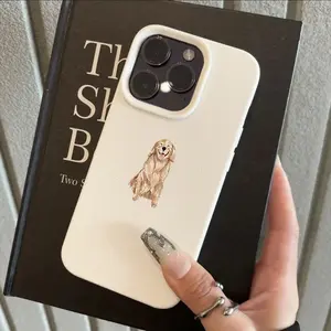A Squatting Cute Golden Retriever Pattern Phone Case, TPU Material Anti-Slip Anti-Drop Phone Case, Suitable for iPhone 17/16/15/14/13/12/11 PRO PROMAX PLUS AIR XS XSMAX, Ideal Gift for Friends and Family, DKPW393