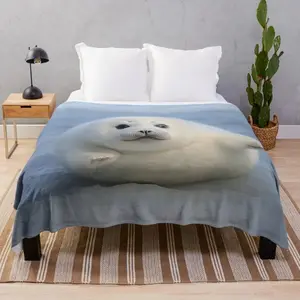 Chonky Seal Pup - Hug! Throw Blanket Kid'S Thins Blankets blanket  throw blanket  blankets for beds  cubre cama