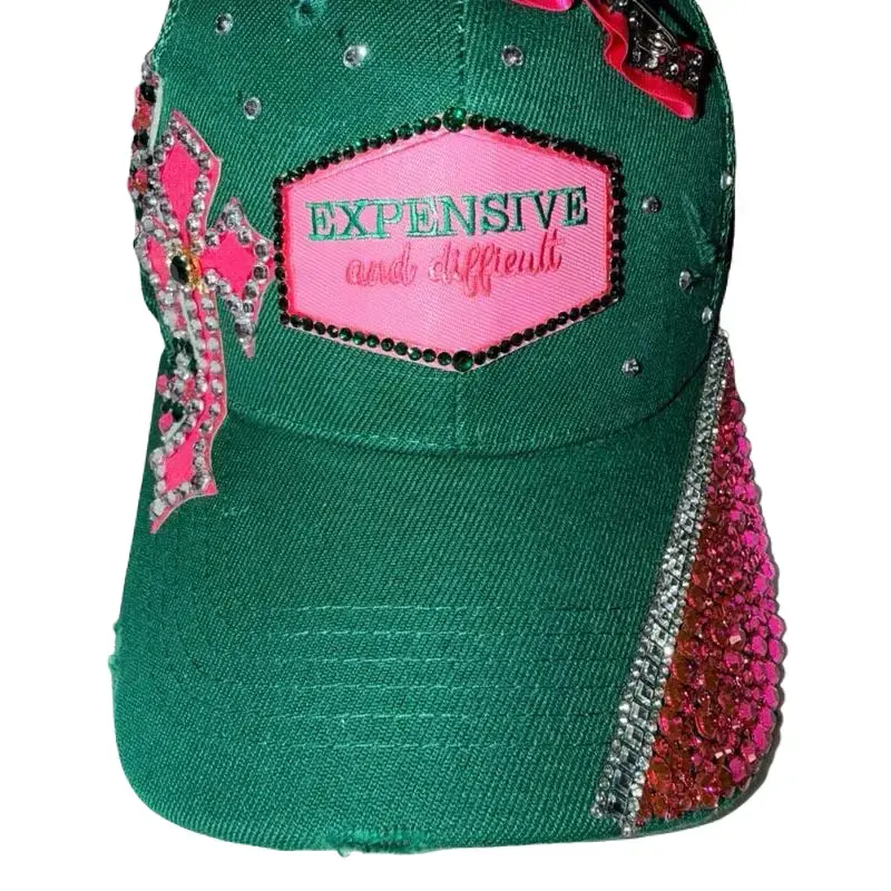 Bling-Detailed Adjustable Trucker Hat - Cotton, Luminous Glitter Graphic Cap with Designs, Bold Style, Daily & Casual Wear, Spot Clean for Fashion Forward Statements