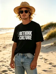 Rethink Culture Stick Figure T-Shirt | Minimalist Social Commentary Graphic Tee | Casual Streetwear Top for Men Women