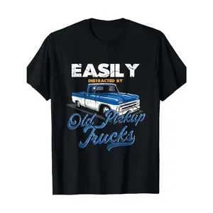 Men's classic cars and old pickup trucks Graphic T-Shirt - 100% Cotton Black Short Sleeve Crew Neck Regular Fit Casual Wear | Soft & Breathable Fabric, Durable Print, Everyday Comfort, Machine Washable, casual, vintage-inspired graphic design with retro