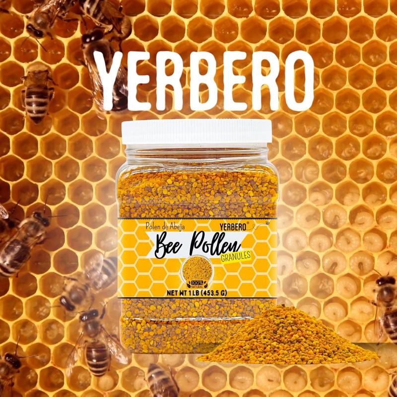 Yerbero - Premium Bee Pollen Granules 1 Lb (16oz) | 100% Natural Pure Honey Bee Pollen Raw Sweet Rich Flavor | Polen de Abeja 100% Natural