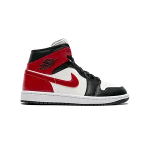 Women's Air Jordan 1 Mid Sail/Gym Red-Off Noir-White (BQ6472 160)