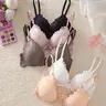 Women's Sexy Front-Closure Push-Up Bralette, Contrast Lace Padded Bra with Lifting Support, Wire-Free Comfort Fit for Small to Medium Bust