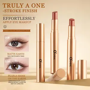2-in-1 Gradient Cream Eyeshadow Stick - Smooth, Bronze, Waterproof, Long-Lasting, Matte & Shimmer, Smudge-Proof Natural Nude Eye Makeup Crayon for Beginners, Daily Use Eye Pencil