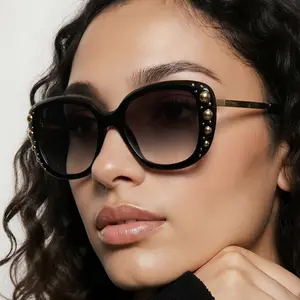Pre-owned LOUIS VUITTON Oversized Studded Sunglasses in black