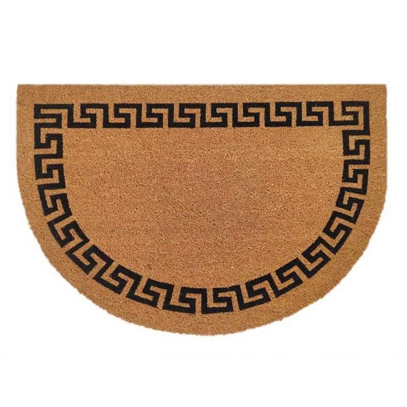 36x24 in. Greek Key Coir Door Mat - 4-Over-4 Basketweave Coir Fiber, Stain-Resistant Black & Brown Indoor/Outdoor Entryway Rug, Four-Over-Four