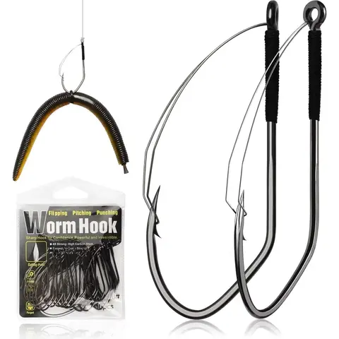 Dovesun Weedless Epoxy Fishing Tackle Kit - 30pcs Equipment, 30 Hooks in Kit (1/0,2/0,3/0 Sizes), V-Bend 4X Strong Nylon Epoxy Wrap Worm Hooks, Anti-Snagging Secure Hold, Wacky/Texas Ready for Freshwater Saltwater Bass Pitching & Flipping