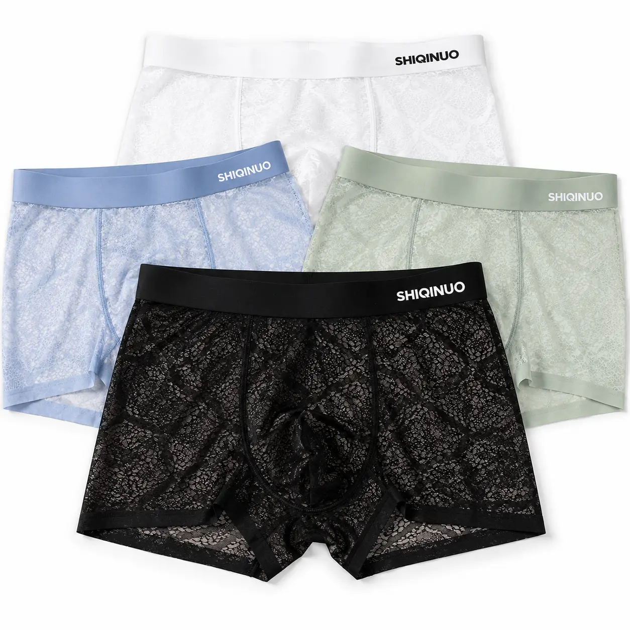 Menswear Men's 4-Pack Cooling Boxer Briefs - Mid-Rise Breathable Mesh Trunks with Support Pouch, Soft Stretch Lightweight Everyday Underwear